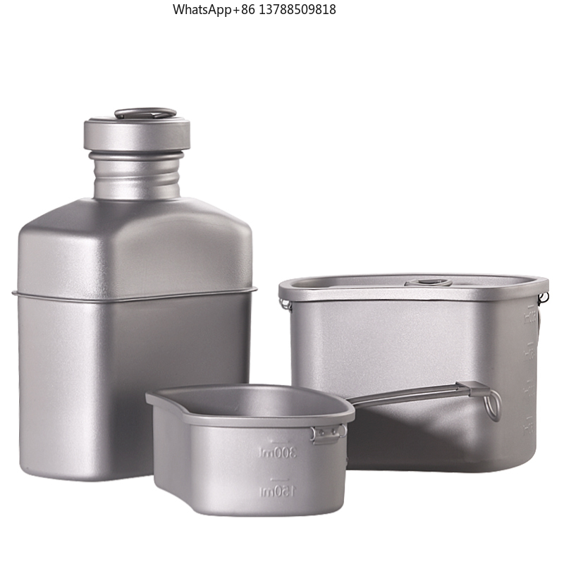 Camping Cooking Essentials Kit - Outdoor Camping Titanium Drinkware Set Canteen