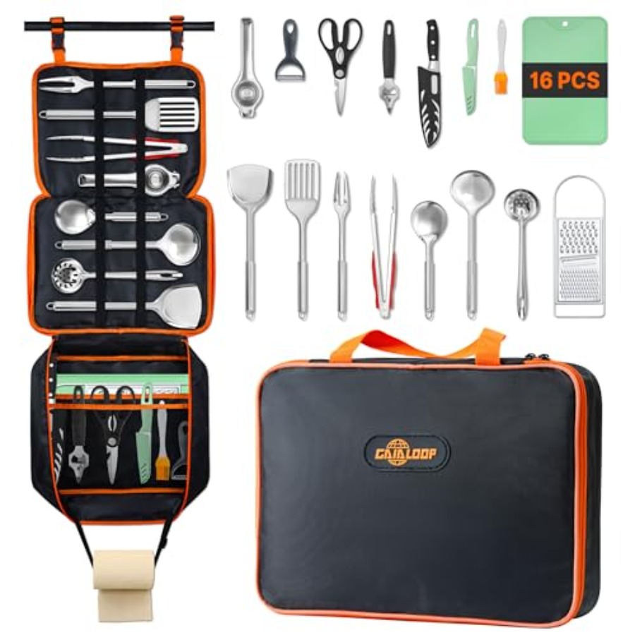 Camping Cooking Essentials Kit - Portable Camping Cooking Utensils Set Camp