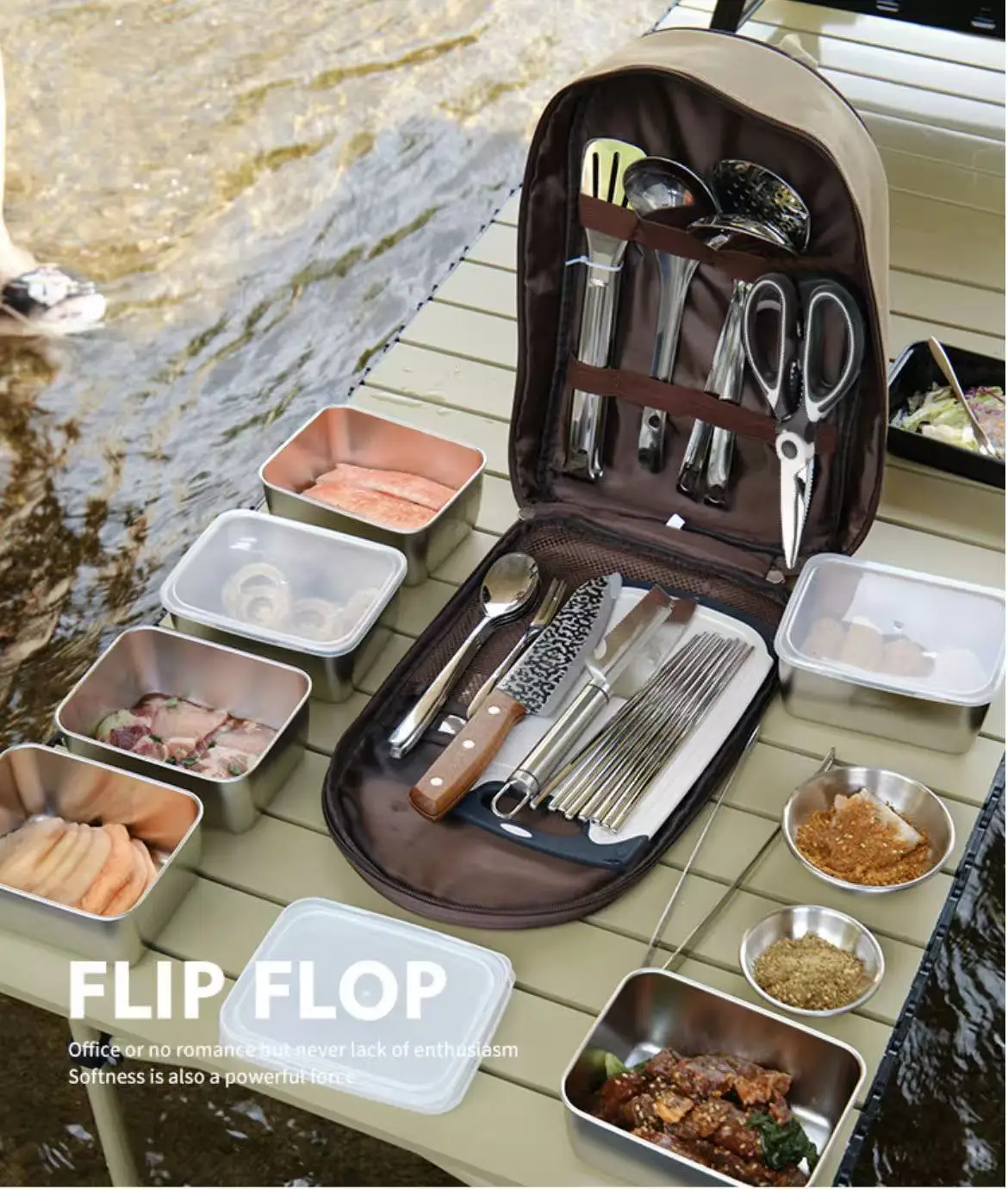 Camping Cooking Essentials Kit - Compact All-in-One Portable Camping Kitchen Utensil