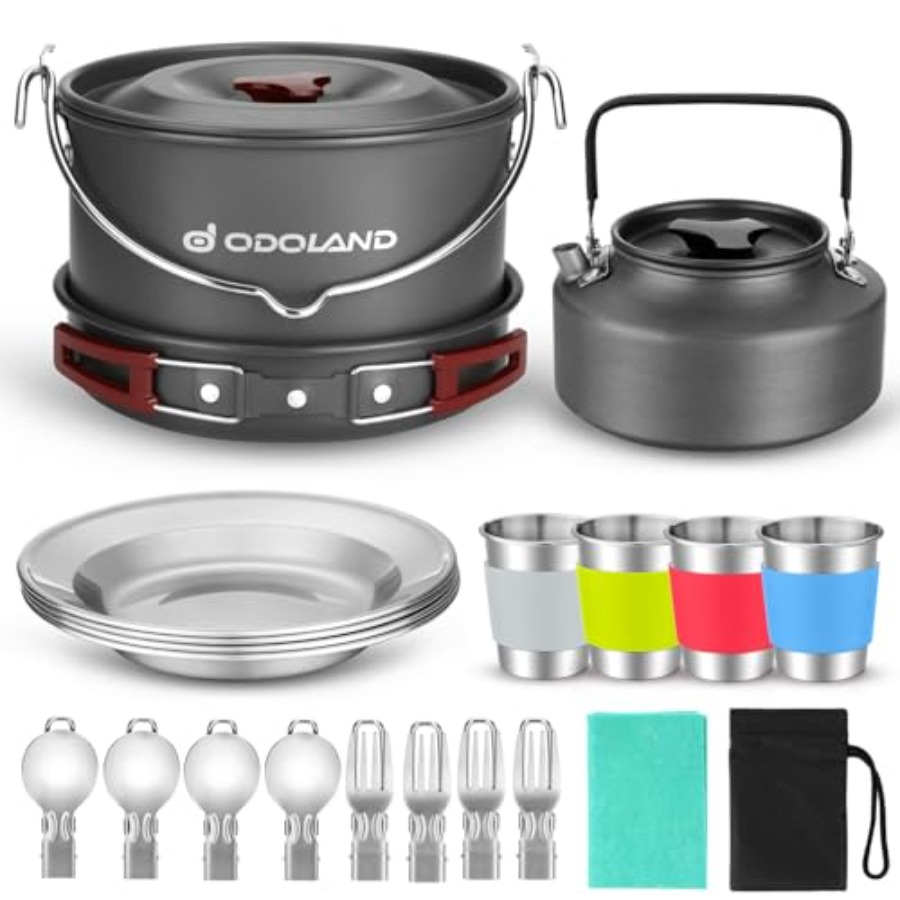 Camping Cooking Set Large - 22pcs Camping Cookware Mess Kit, Large