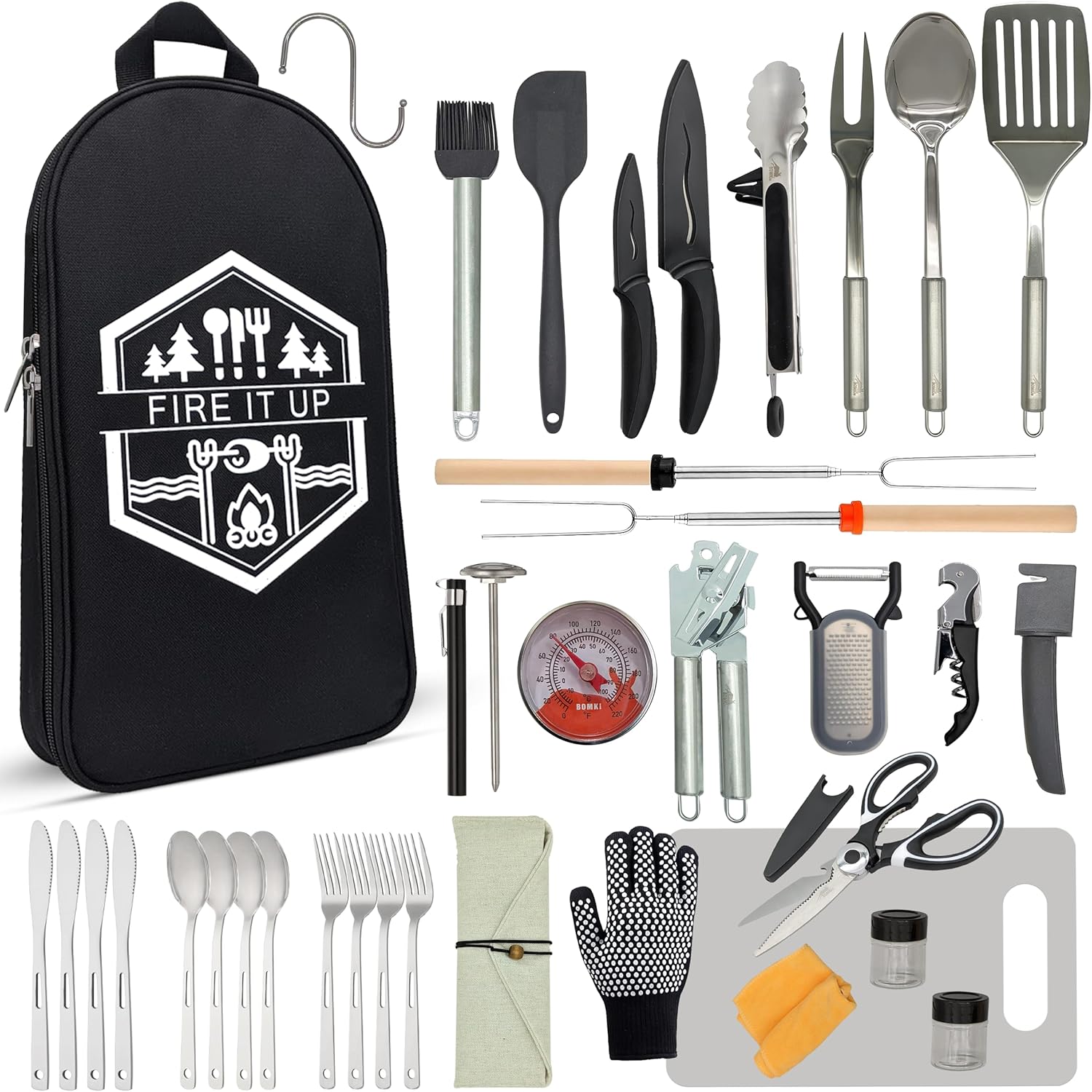 Camping Cooking Essentials Kit - 35-Piece Camping Cooking Utensils Set, Stainless