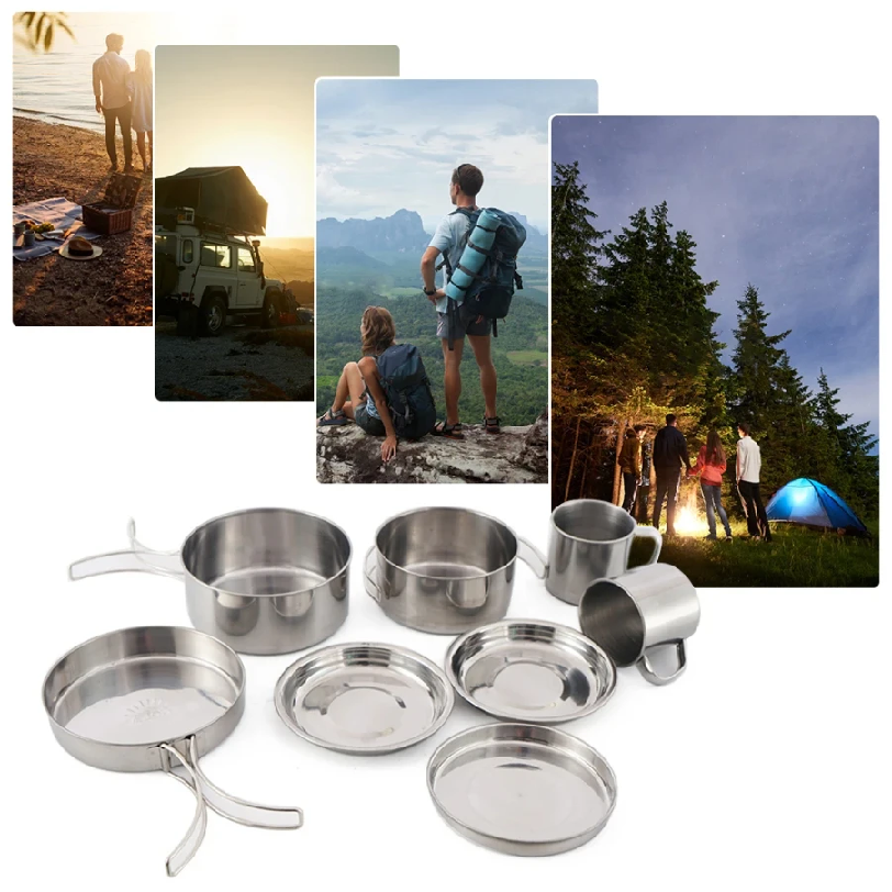 8pcs/Set Camping Cookware Mess - Camping Cooking Set Large のレビューと価格