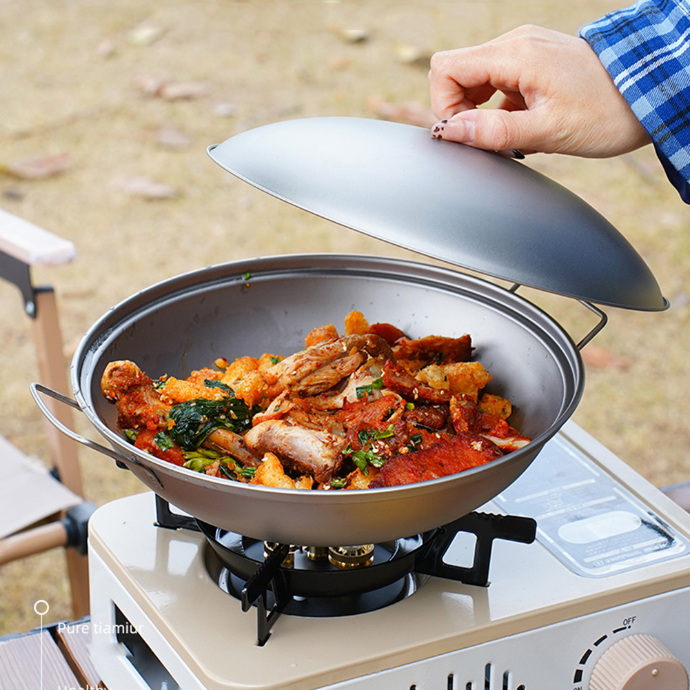 Titanium Wok Pan with Lid Doub - Camping Cooking Handle のレビューと価格