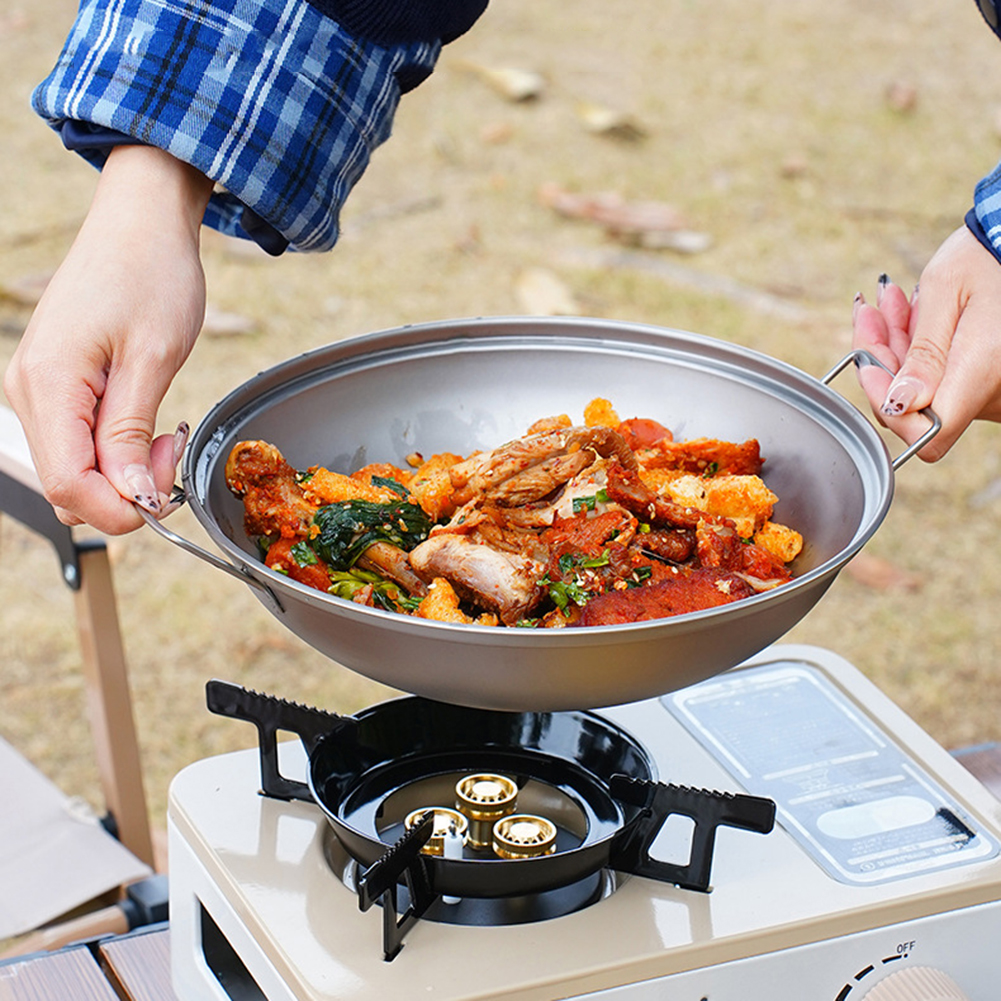 Titanium Wok Pan with Lid Doub - Camping Cooking Handle のレビューと価格