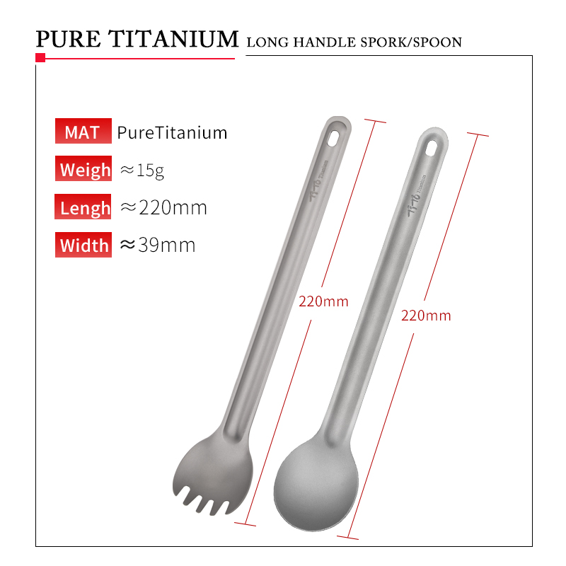 TiTo Titanium Spork Spoon Long - Camping Cooking Handle のレビューと価格