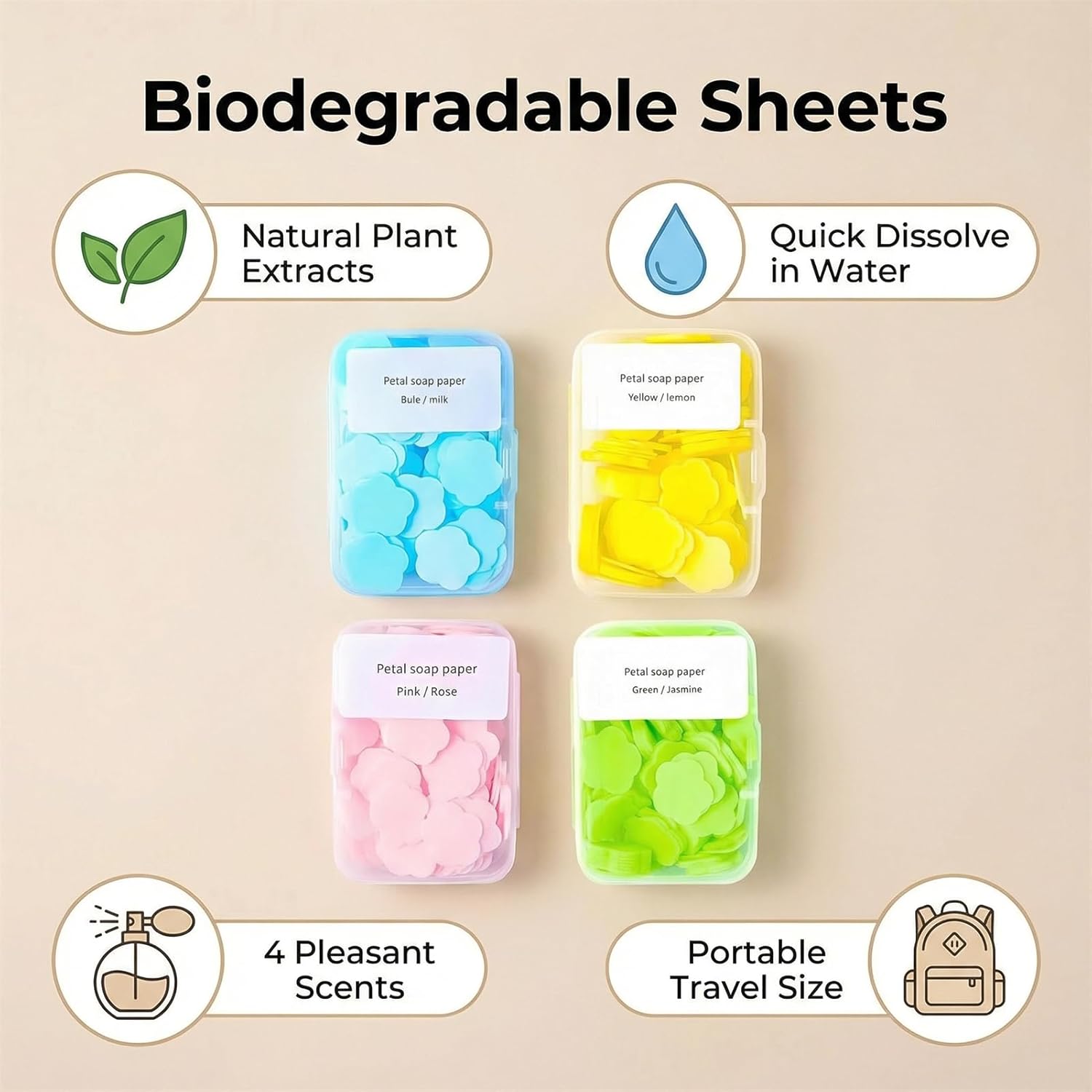4 Scented Mini Disposable Hand - Biodegradable Soap Camp のレビューと価格