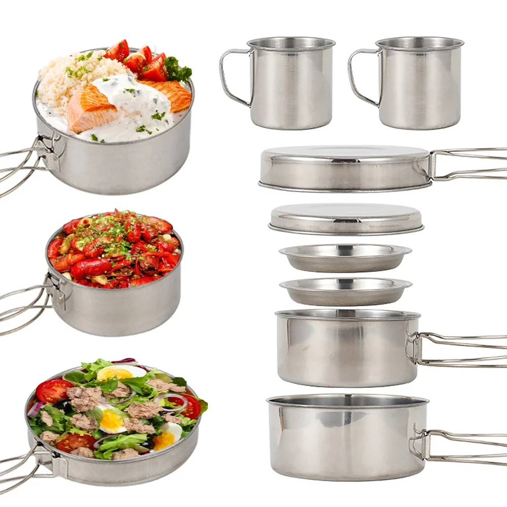 8pcs/Set Camping Cookware Mess - Camping Cooking Set Large のレビューと価格