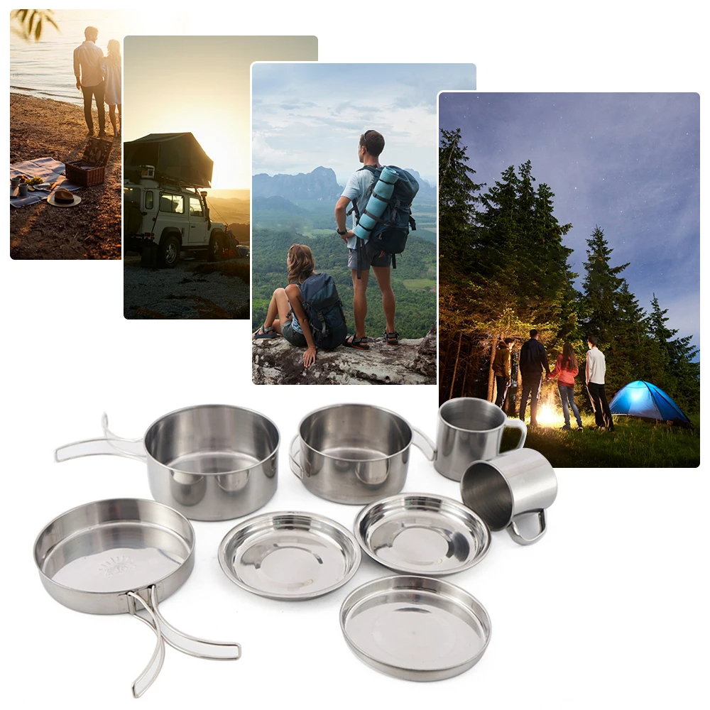 8pcs/Set Camping Cookware Mess - Camping Cooking Set Large のレビューと価格