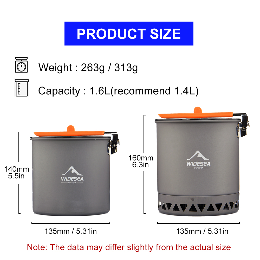 Widesea Camping Pot 1.6L Heat  - Camping Cooking Set Large のレビューと価格