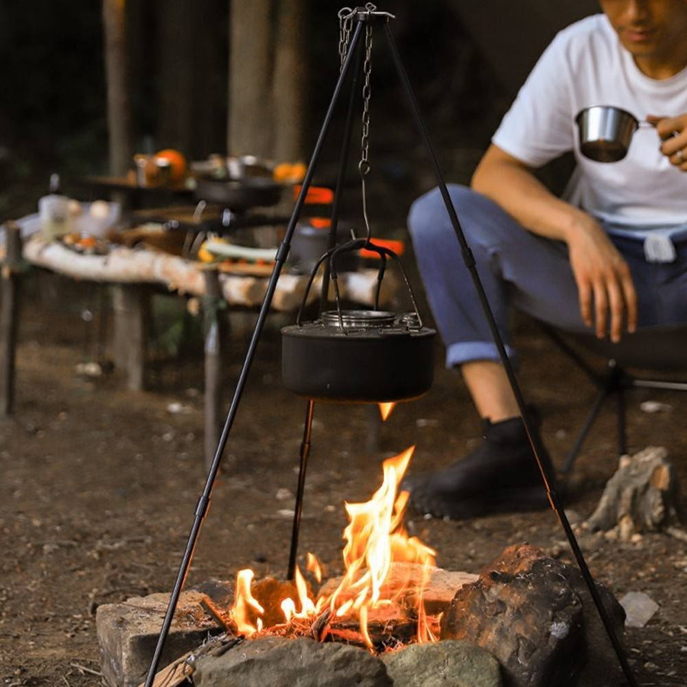 1Pc Outdoor Bonfire Tripod Cam - Camping Cooking Multi Tool のレビューと価格