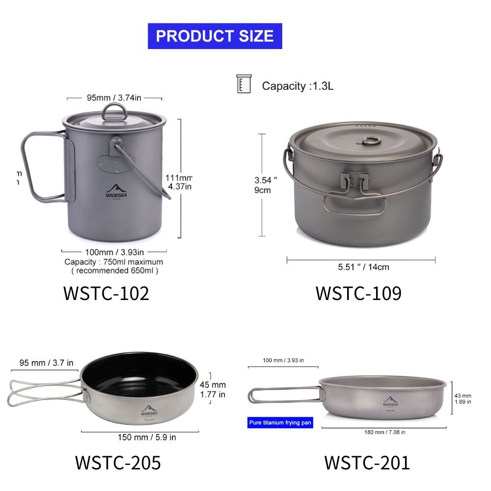 Widesea Camping Tableware Tita - Camping Cooking Set Large のレビューと価格