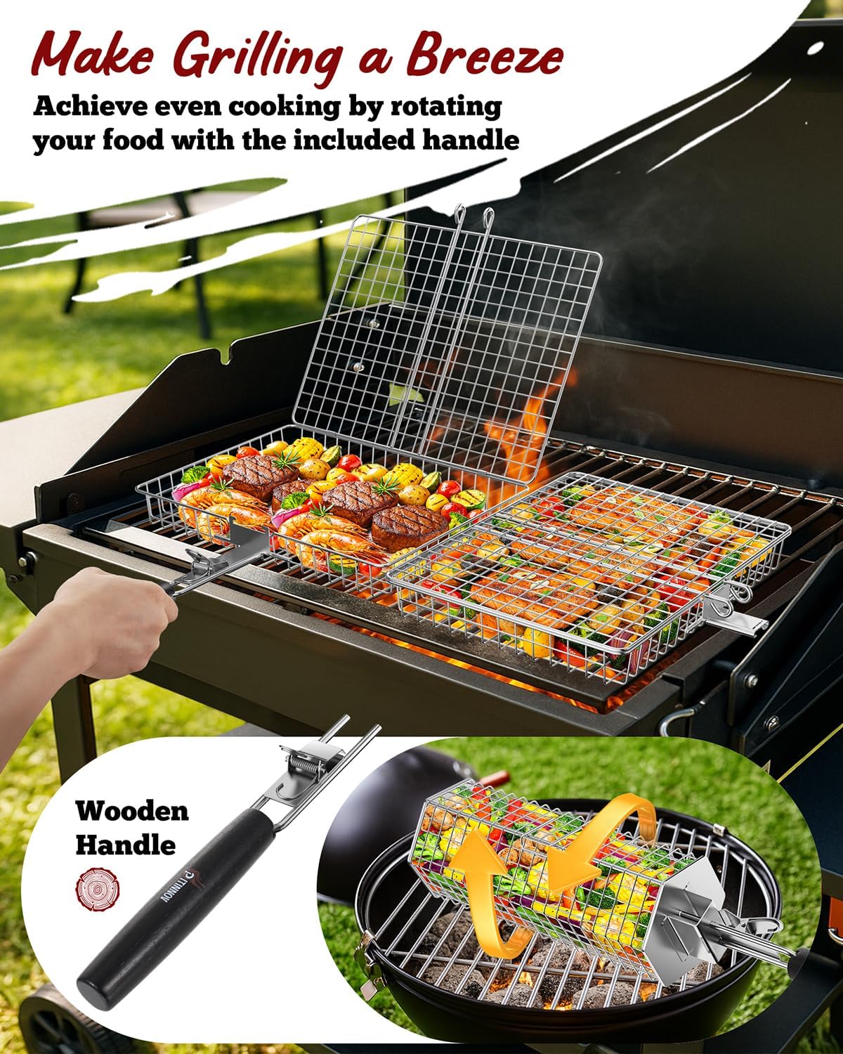 Grill Baskets For Outdoor Gril - Camping Cooking Handle のレビューと価格