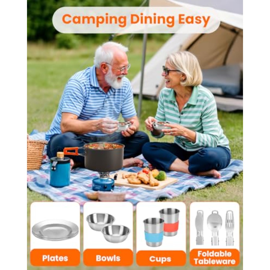 21Pcs Camping Cookware Mess Ki - Camping Cooking Essentials Kit のレビューと価格