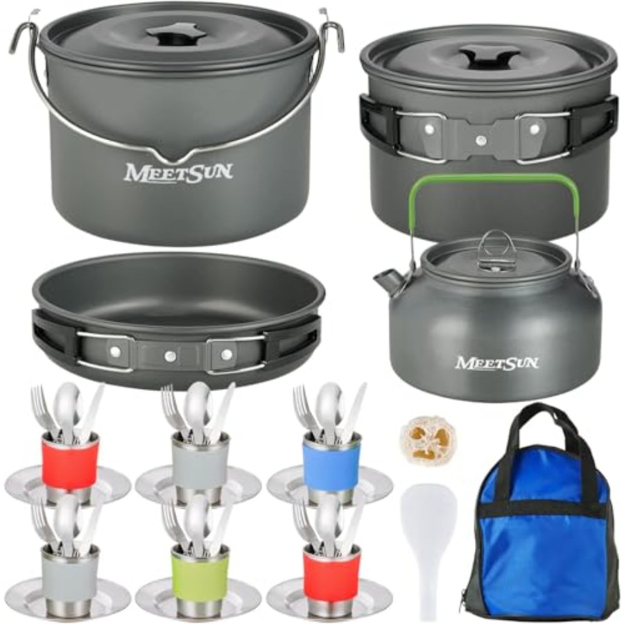 MEETSUN Camping Cookware Set - - Camping Cooking Pan Set のレビューと価格