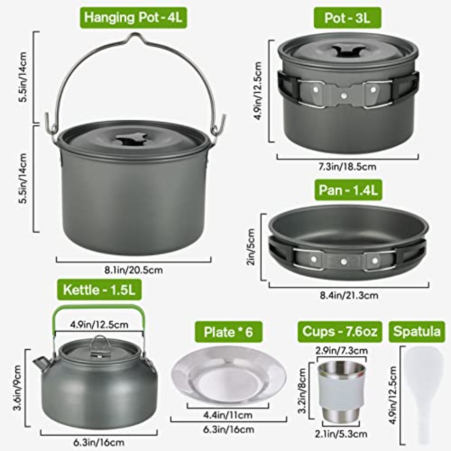 MEETSUN Camping Cookware Set - - Camping Cooking Pan Set のレビューと価格