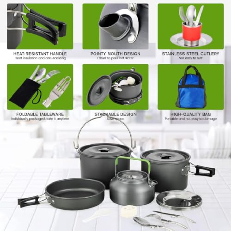 MEETSUN Camping Cookware Set - - Camping Cooking Pan Set のレビューと価格