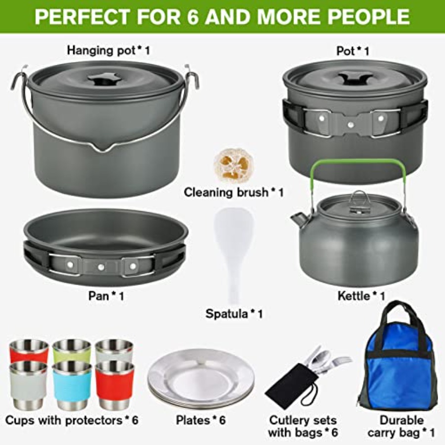 MEETSUN Camping Cookware Set - - Camping Cooking Pan Set のレビューと価格