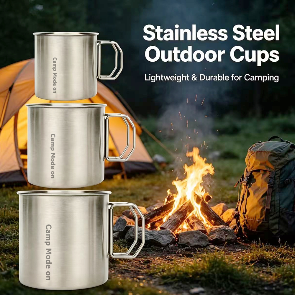 Set of 3 Cup Stainless Steel C - Camping Cooking Mug のレビューと価格
