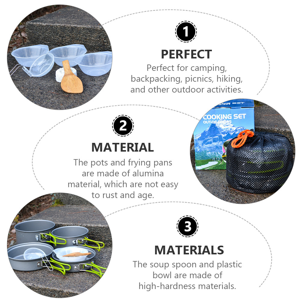 1Set Portable Camping Cookware - Camping Cooking Pan Set のレビューと価格
