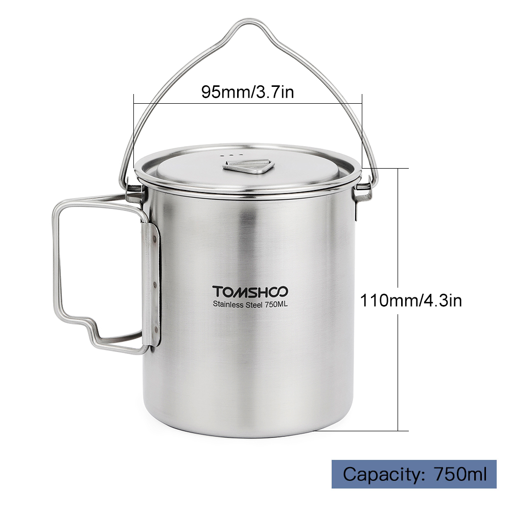 TOMSHOO 750ml Stainless Steel  - Camping Cooking Mug のレビューと価格