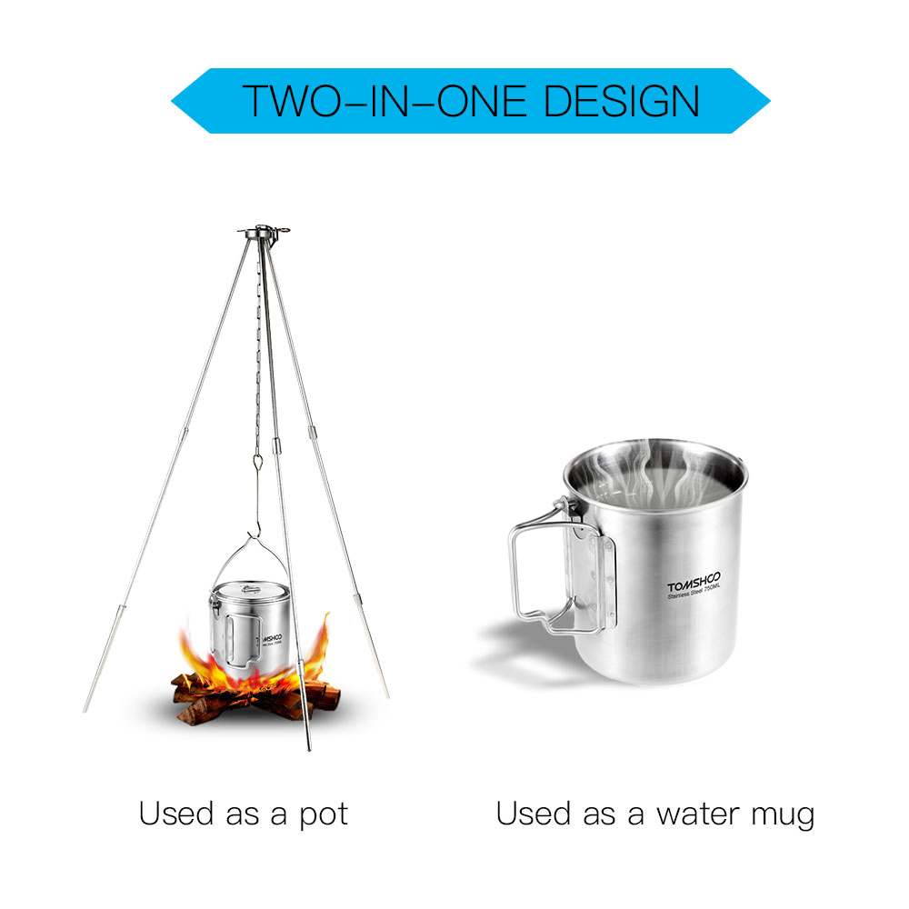 TOMSHOO 750ml Stainless Steel  - Camping Cooking Mug のレビューと価格