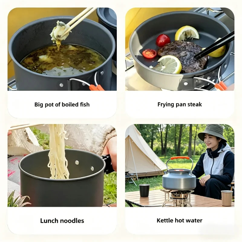 10PCS Ultralight Portable Alum - Camping Cooking Kit のレビューと価格