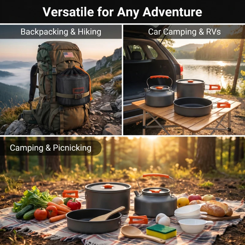 Camping Cookware Set Outdoor P - Camping Cooking Set Large のレビューと価格
