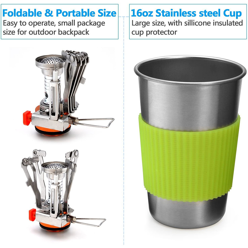 Camping Cookware Kit with Stov - Camping Cooking Pan Set のレビューと価格